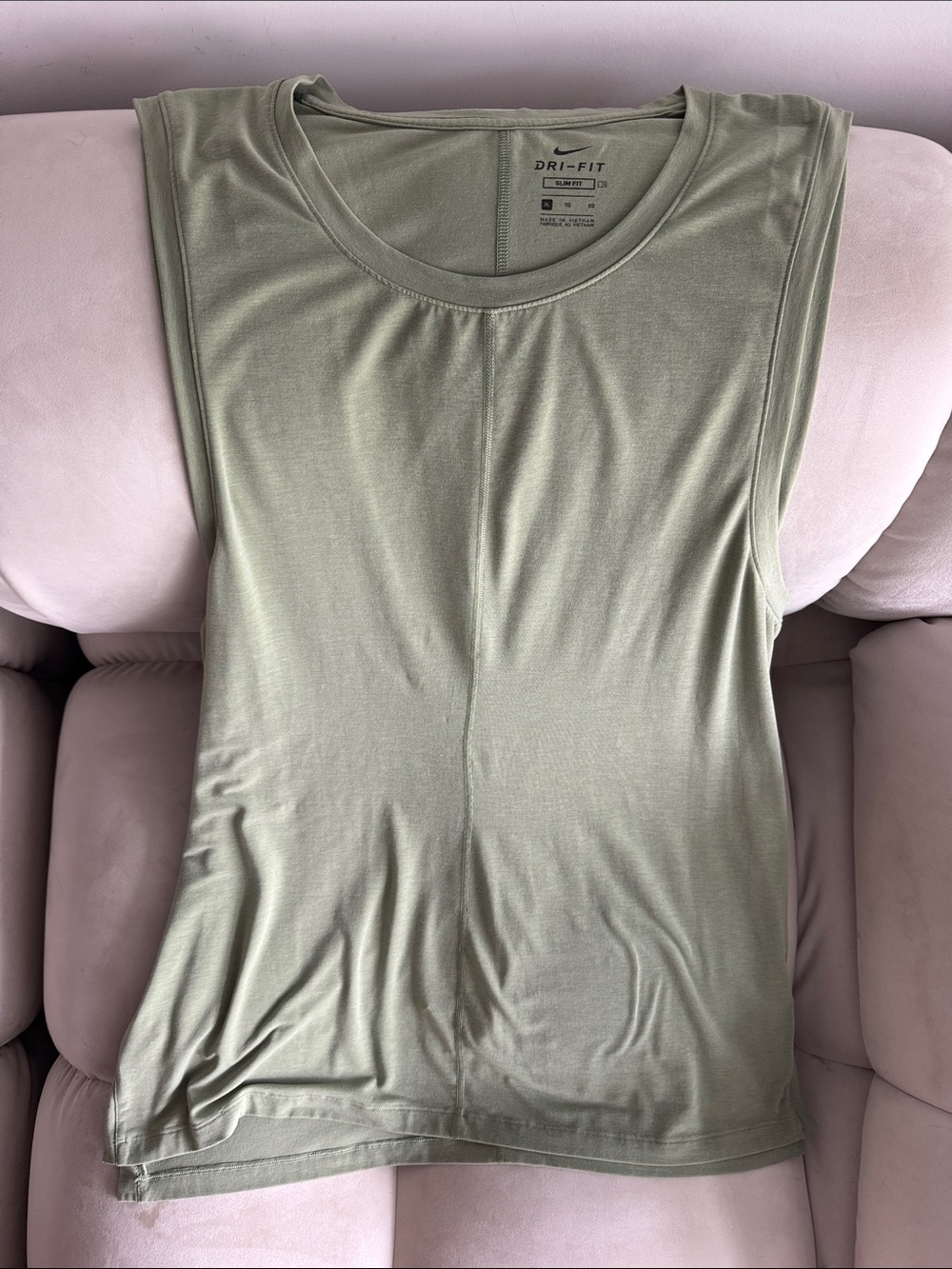 Nike Men's Olive Green Dri-FIT slim fit Sleeveless Tank Top